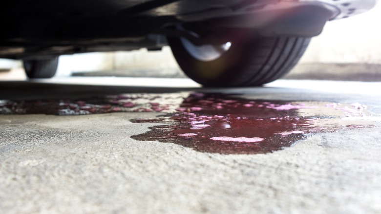 Pink antifreeze spill
