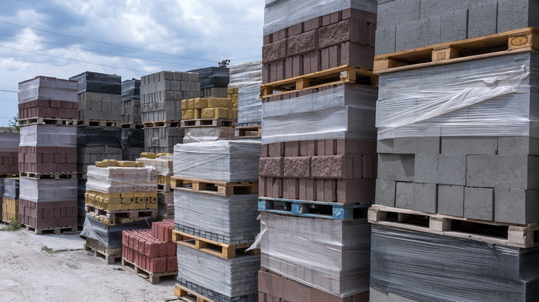 Stacks of concrete bricks