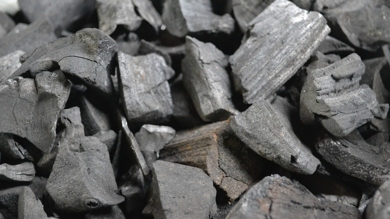 pile of charcoal