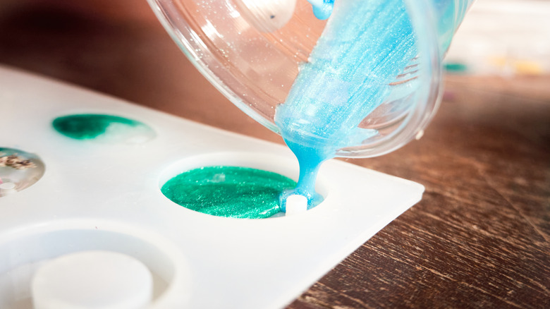 Resin poured into mold