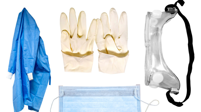 protective equipment on white background
