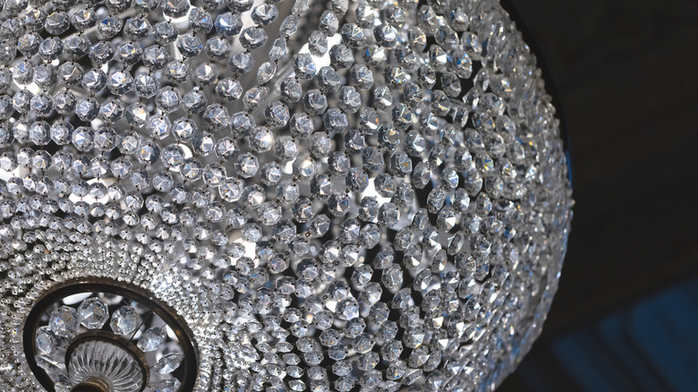 Closeup of a crystal chandelier