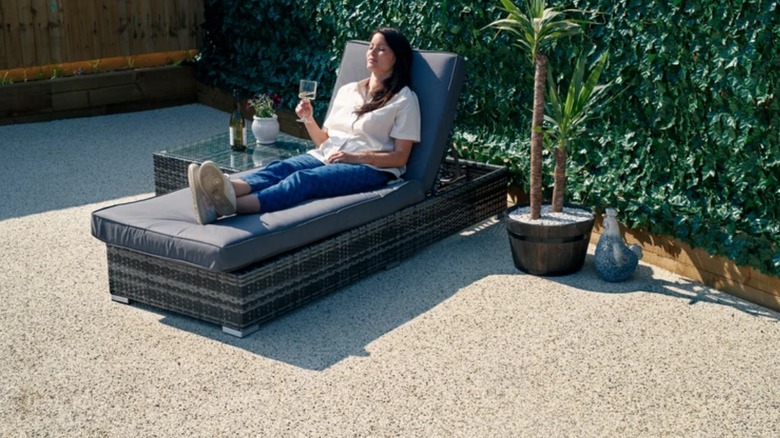 Person enjoying their patio after application of Easihold