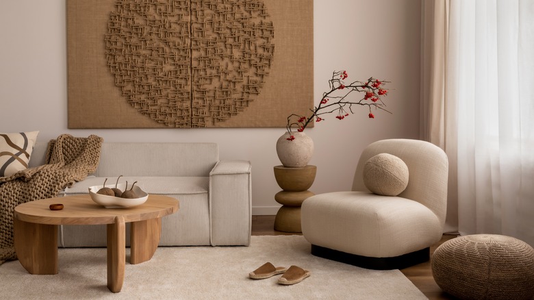 Hygge minimalist living room 