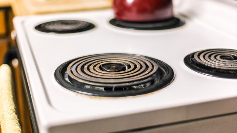 Closeup of electric stovetop burner