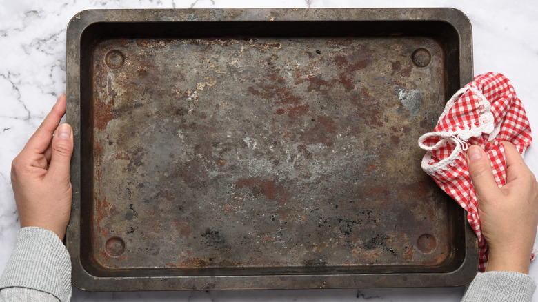 rusted baking sheet