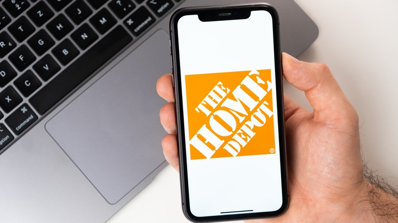 Home Depot logo on phone