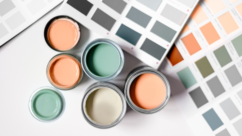 Paint cans and color swatches
