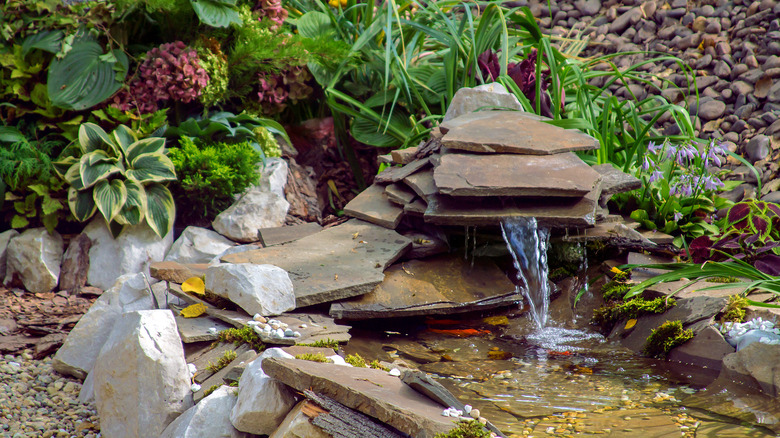 Small, outdoor, waterfall in landscape