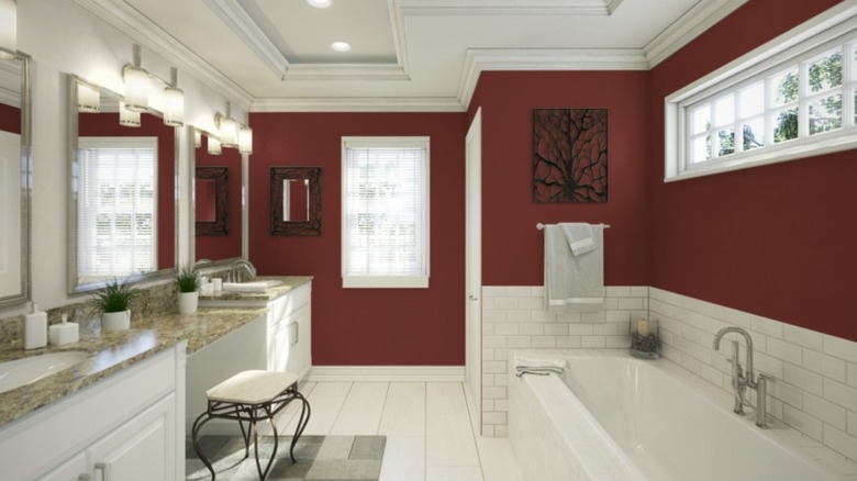 Bathroom painted in Sherwin-Williams' Crabby Apple