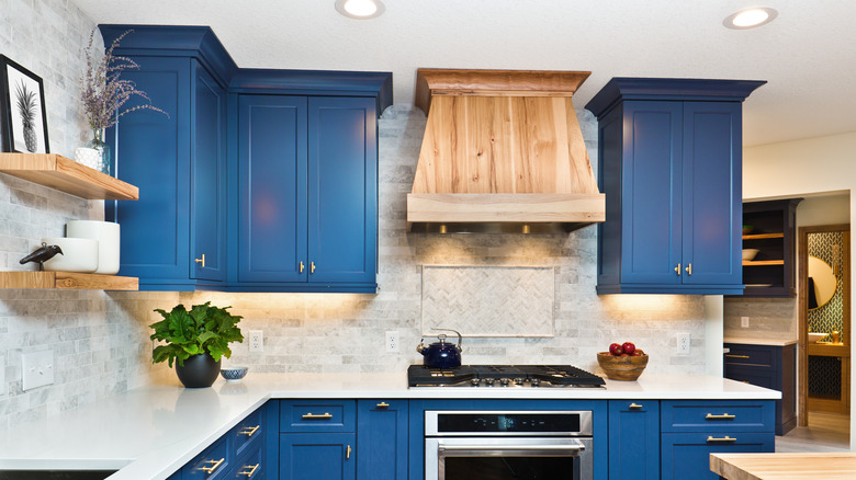 blue kitchen cabinets