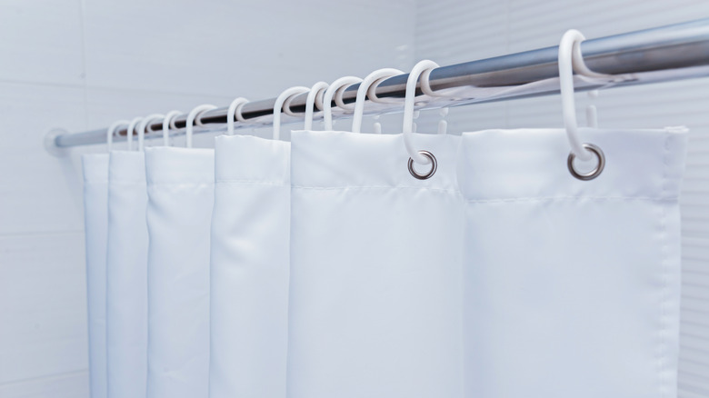 White shower curtain