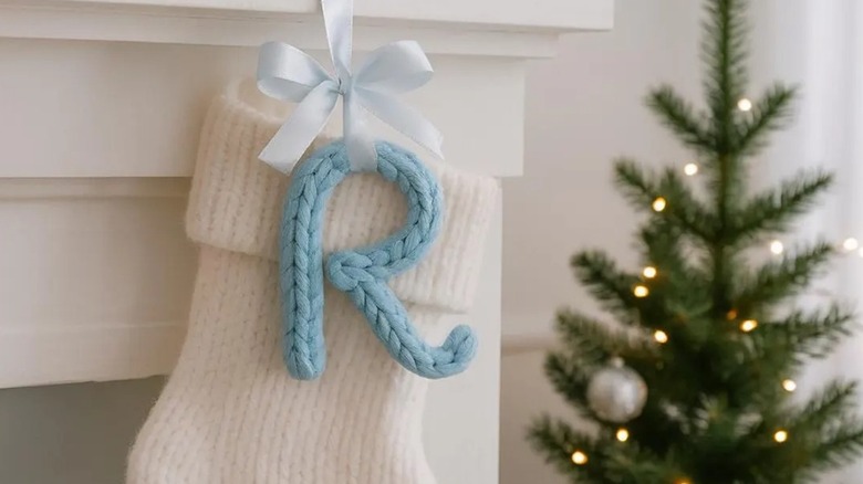 Red Christmas stocking filled with gingerbread men with a gold bell dangling from the hanger.