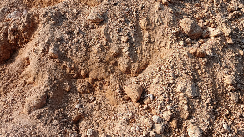 A pile of dry, rocky soil