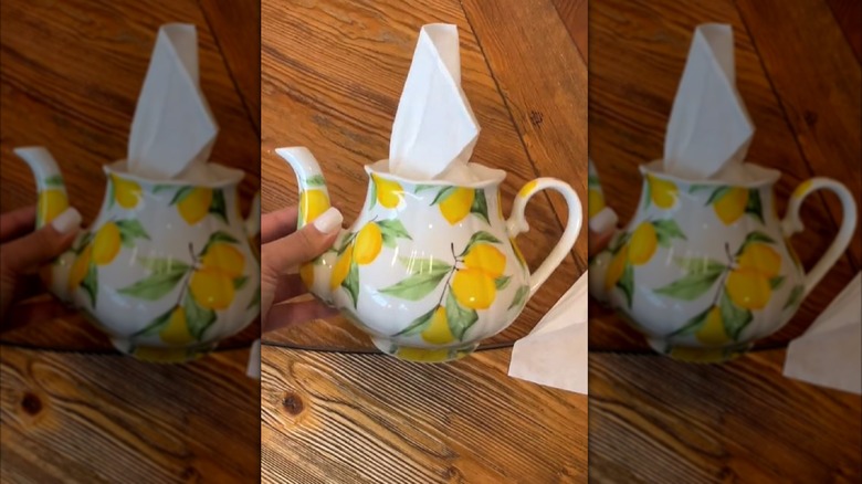 Teapot turned into a tissue holder DIY
