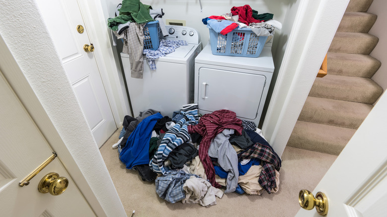Messy laundry room