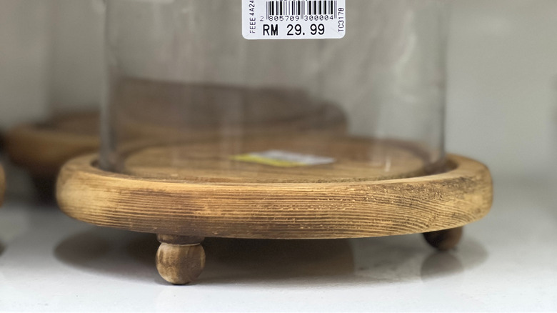 price tag sticker on glass dome