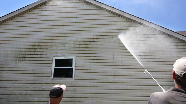 pressure hose washing home exterior