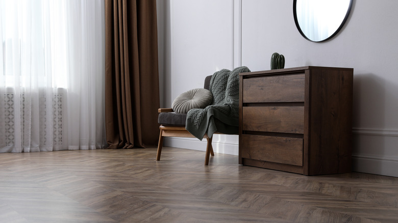 dark wood flooring and furniture 