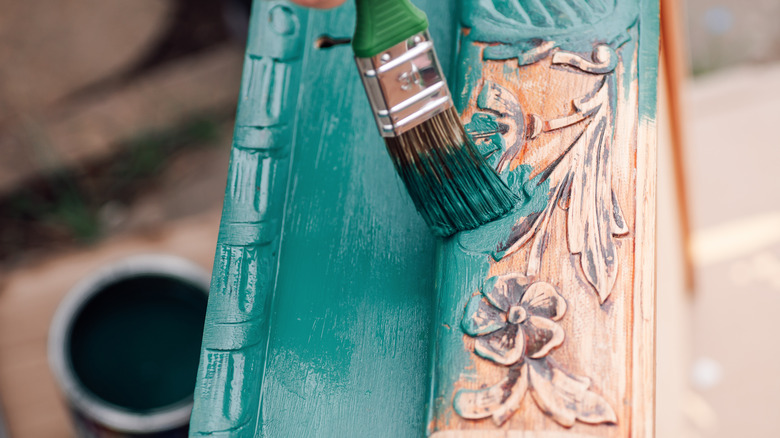 painting dresser drawer teal
