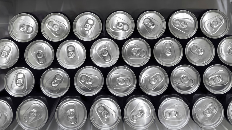 Drink cans stored in fridge