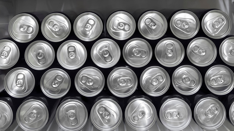 Drink cans stored in fridge