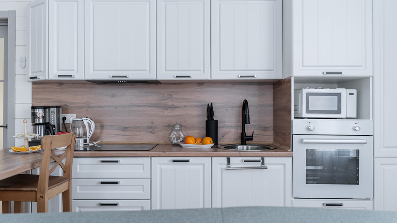 modern kitchen with appliance garage
