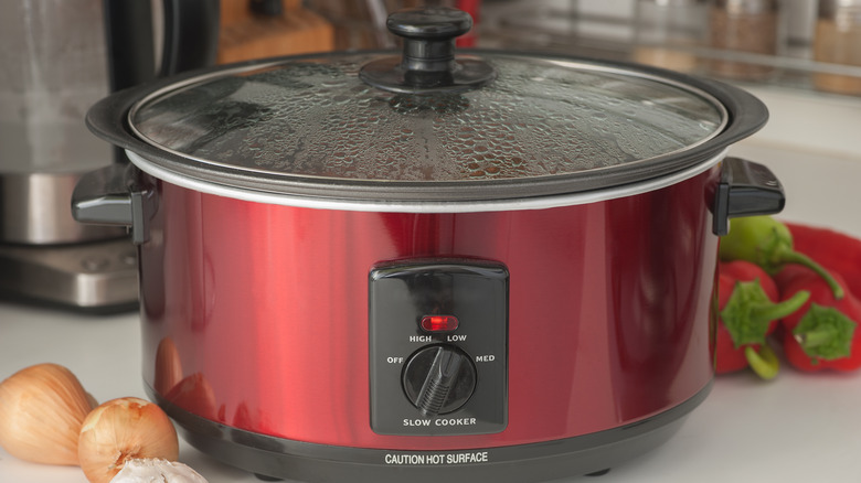 slow cooker in kitchen