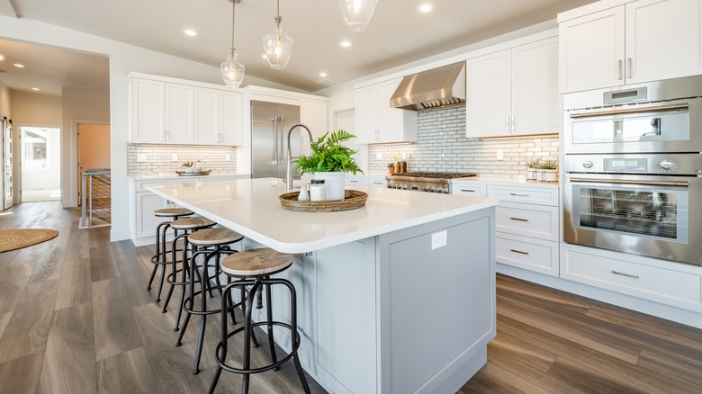 bar stools at kitchen island