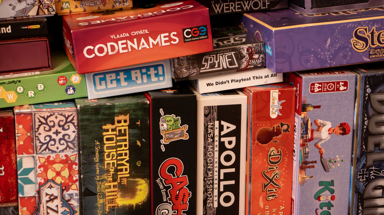 Stack of boardgames