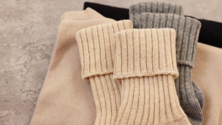 Close-up of matching socks