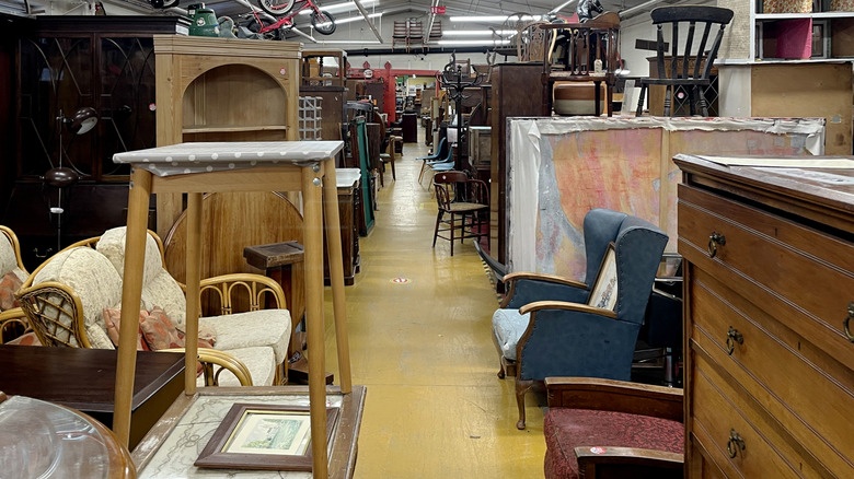 Thrift store furniture aisle