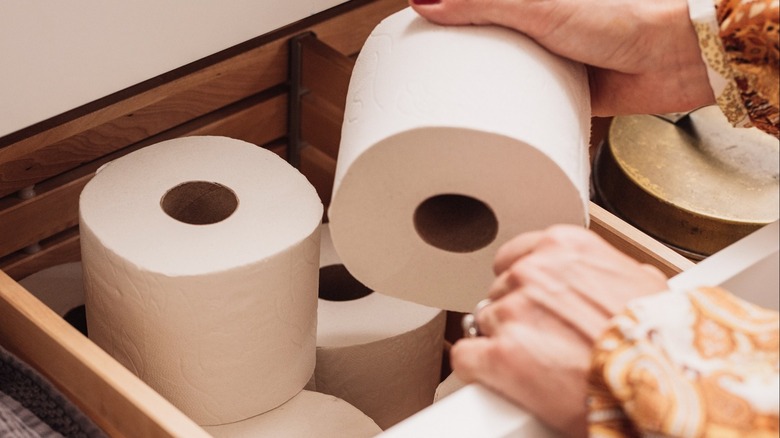 toilet paper in drawer