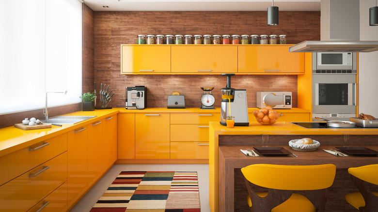 Bright orange kitchen