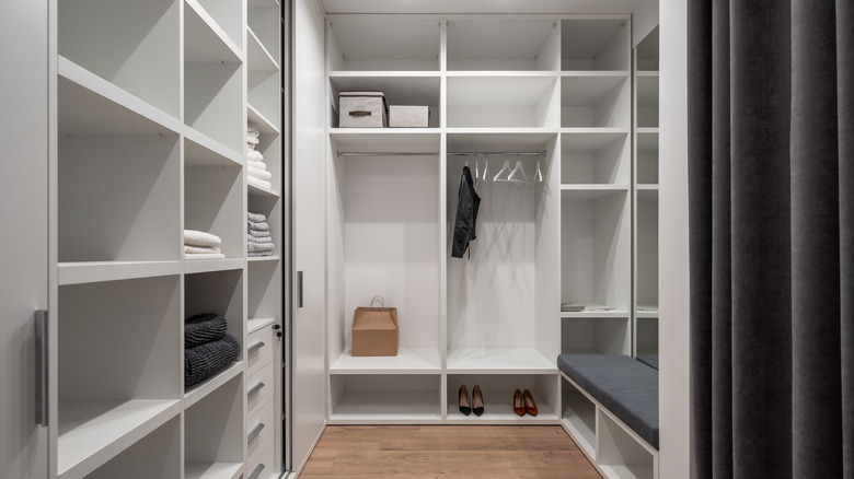 tall shelves in bedroom closet