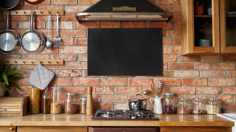 rustic brick kitchen