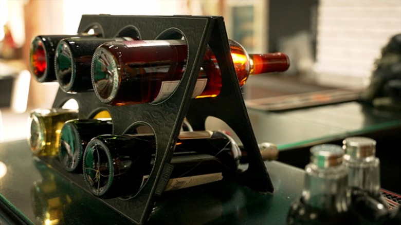 A tabletop wine rack