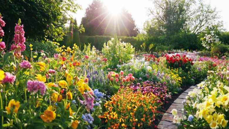 A blooming flower garden