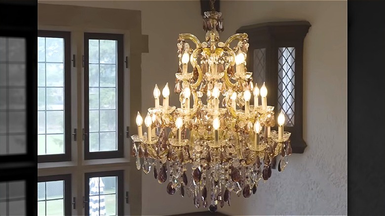 Maria Theresa crystal chandelier hanging in the Rose Estate, former home of Aretha Franklin