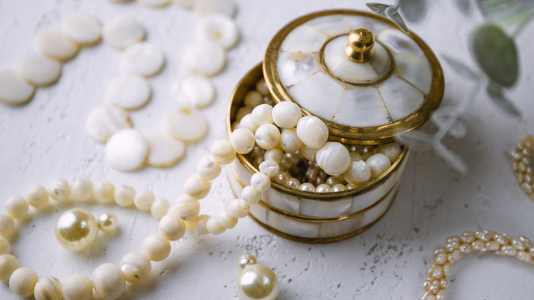 mother of pearl box with pearls