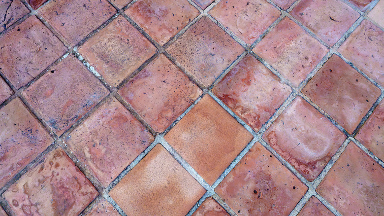 A close up image of a terracotta patio