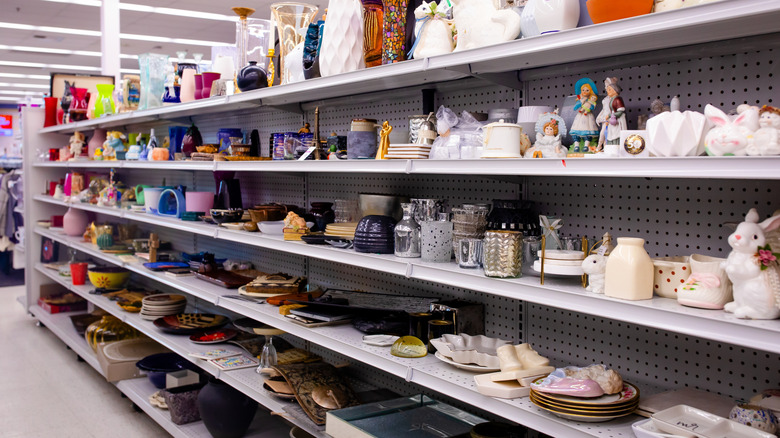 A kitchen aisle in a thrift store