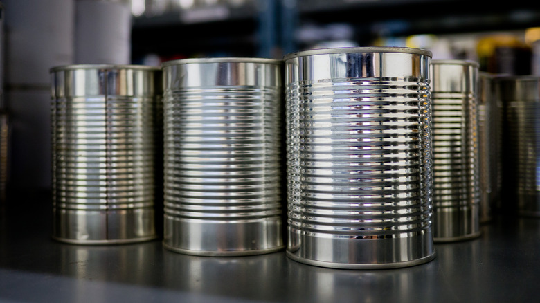 Canned goods in cabinet