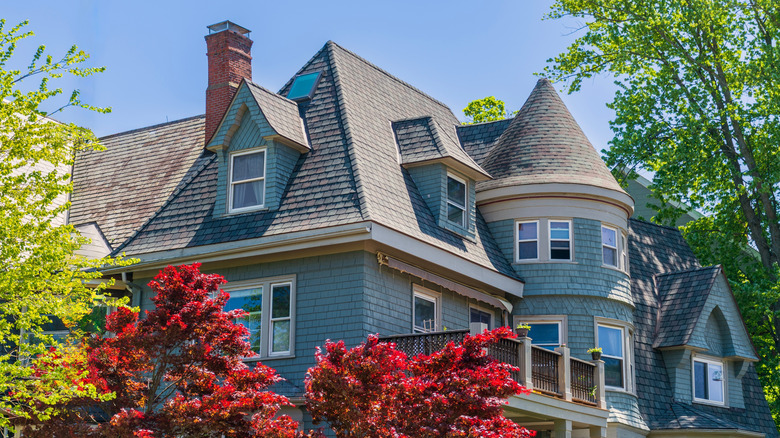 The exterior of an old time vintage house