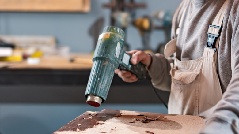 removing stain with heat gun