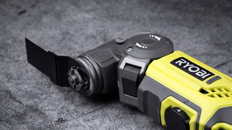 Closeup of a Ryobi tool