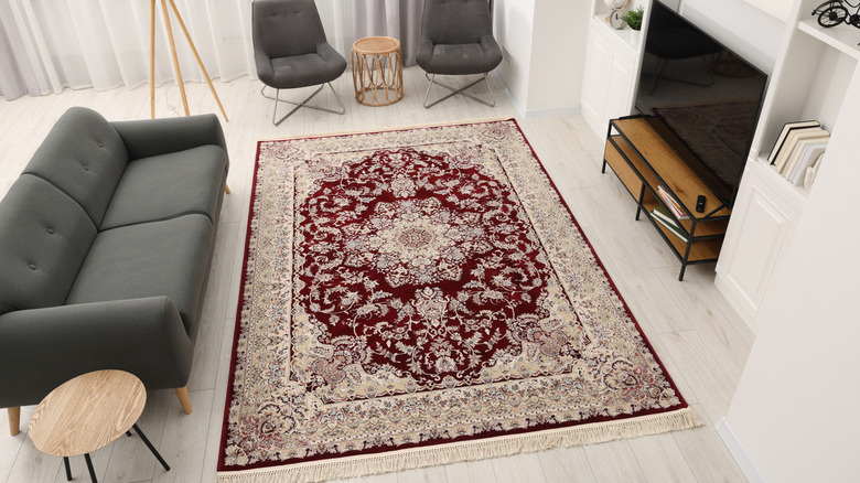Persian rug on a living room floor