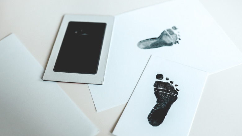 Ink footprints on paper