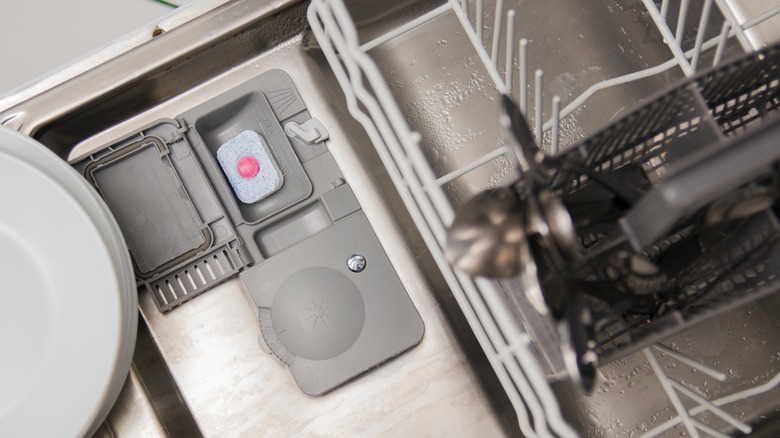 soap dispenser in dishwasher