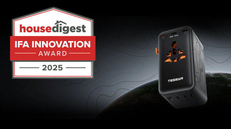 Tessan's Voyager 205 Power Adapter is shown next to House Digest's IFA Innovation Award 2025 Badge